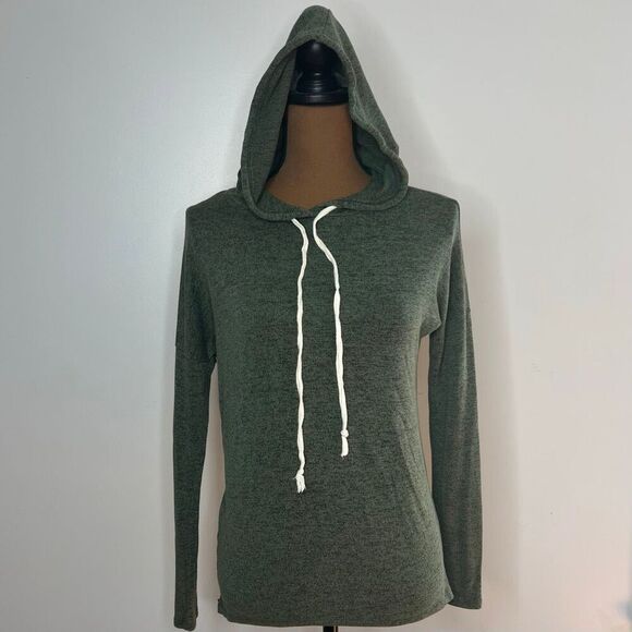 Windsor Heathered Forest Green Crochet Open Back Sweater Hoodie, Women’s Small - Picture 7 of 8